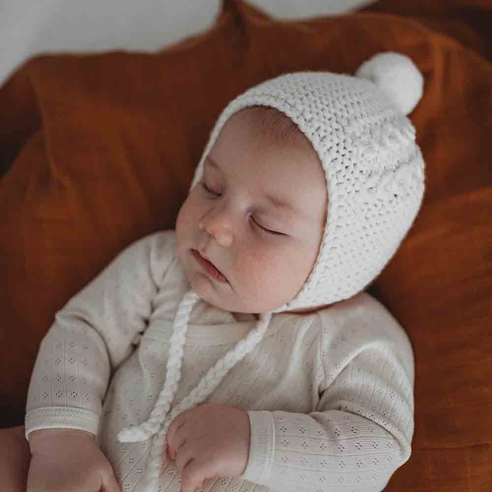 Snuggle Hunny Merino Wool Baby Bonnet & Booties - Cream
